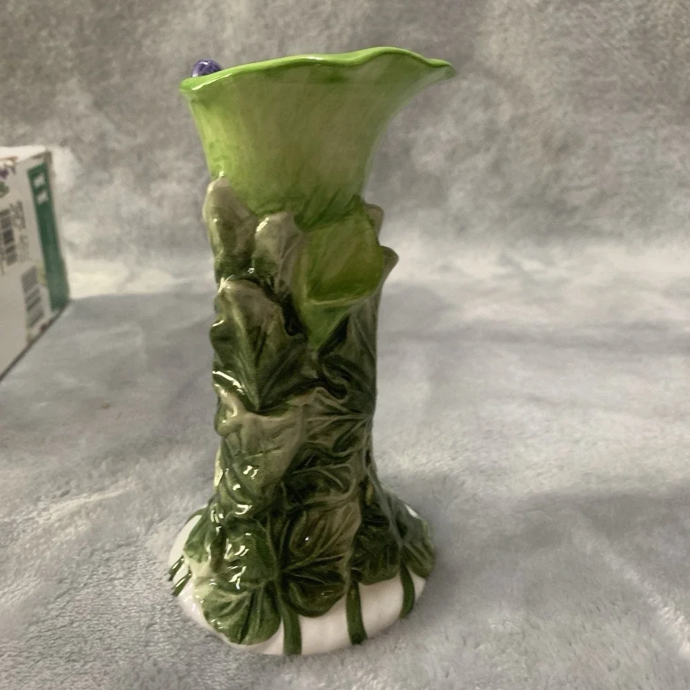 Studio Nova Garden Bloom Ceramic Candlesticks 2 Raspberry Berry Leaf Design‎